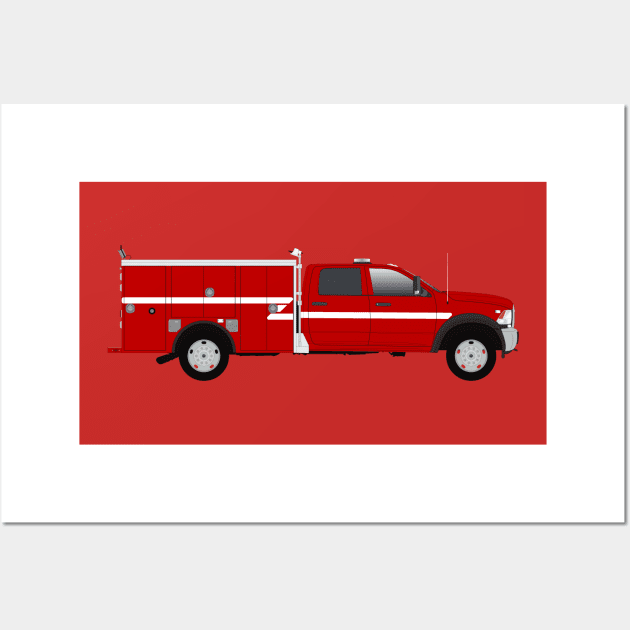 Quick Attack Fire Truck Red Wall Art by BassFishin